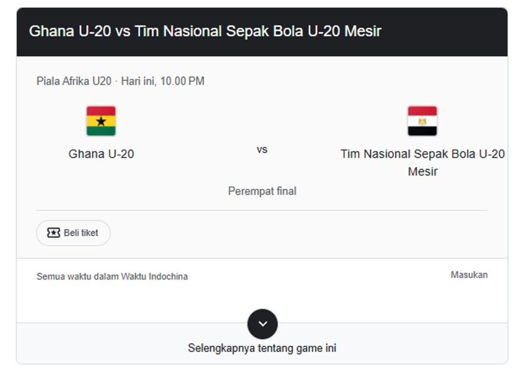 Ghana U20 vs Mesir U20