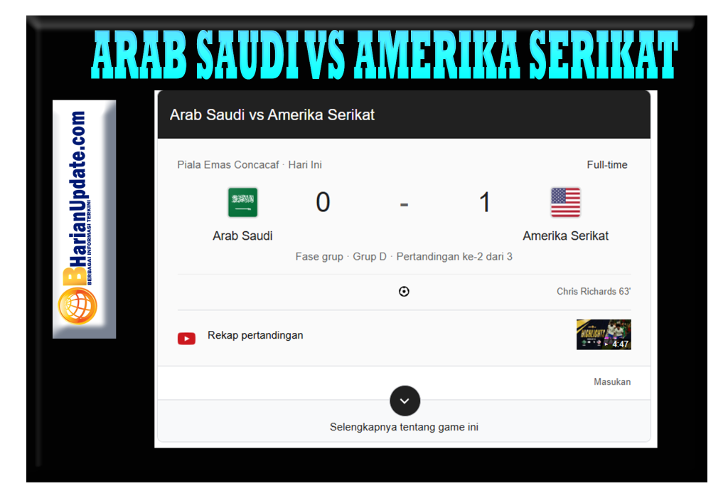 Arab Saudi vs Amerika Serikat 0-1