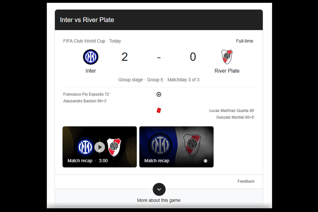 Inter Milan vs River Plate