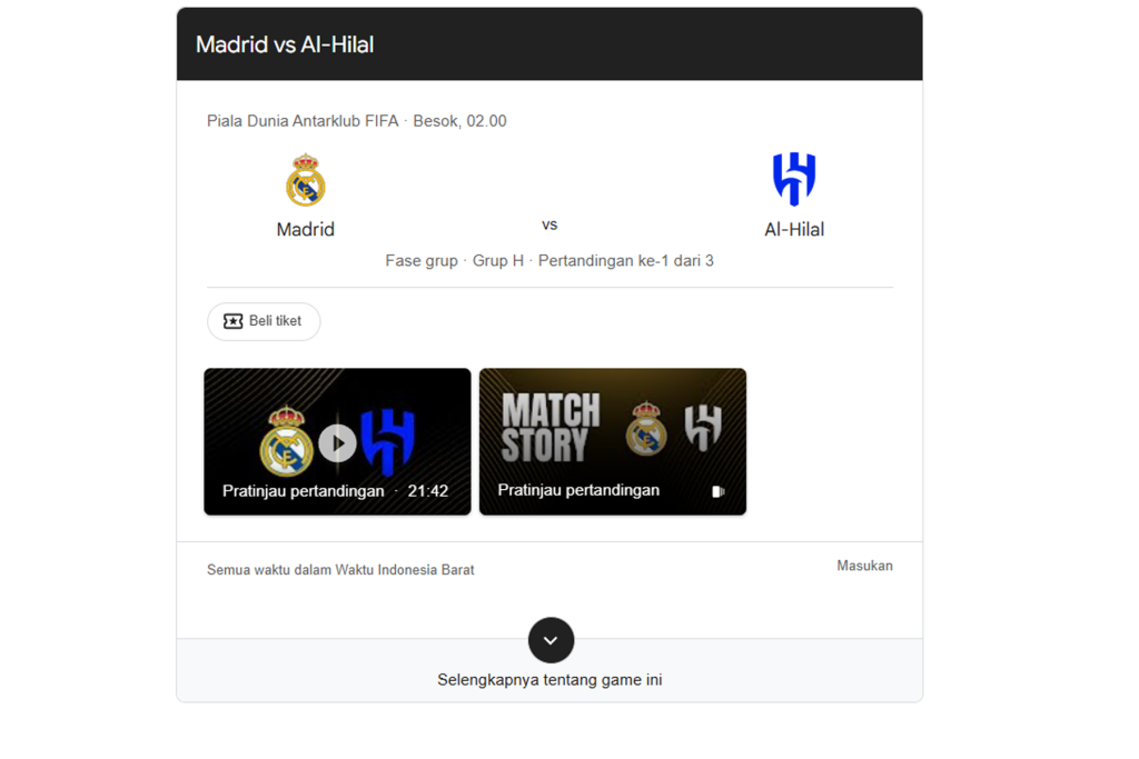 Jadwal Real Madrid vs Al Hilal