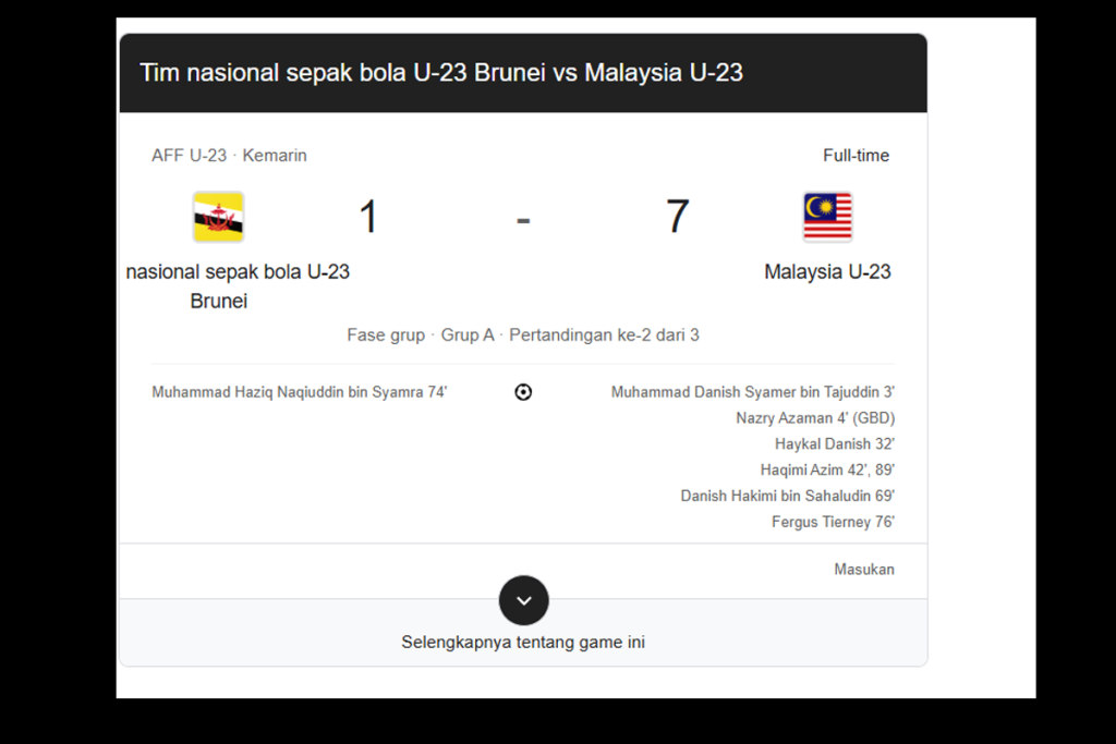 Sepak Bola U-23 Brunei vs Malaysia U-23