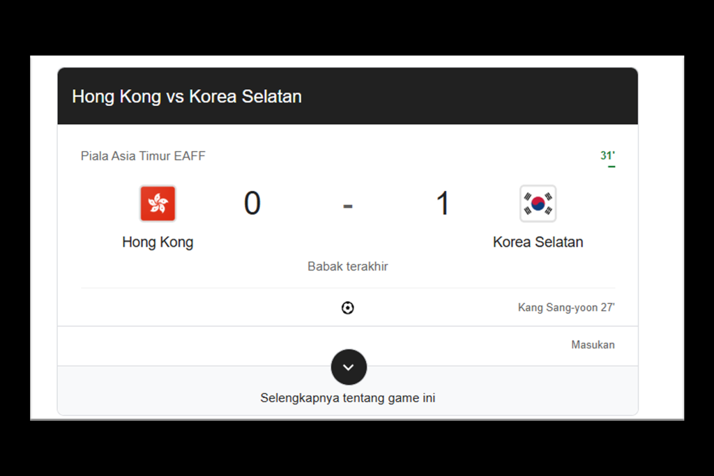 Hong Kong vs Korea Selatan
