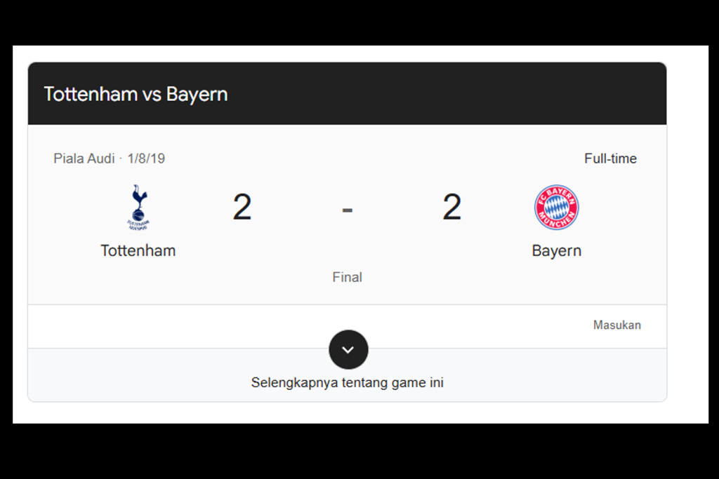 Berapa Skor Bayern vs Tottenham