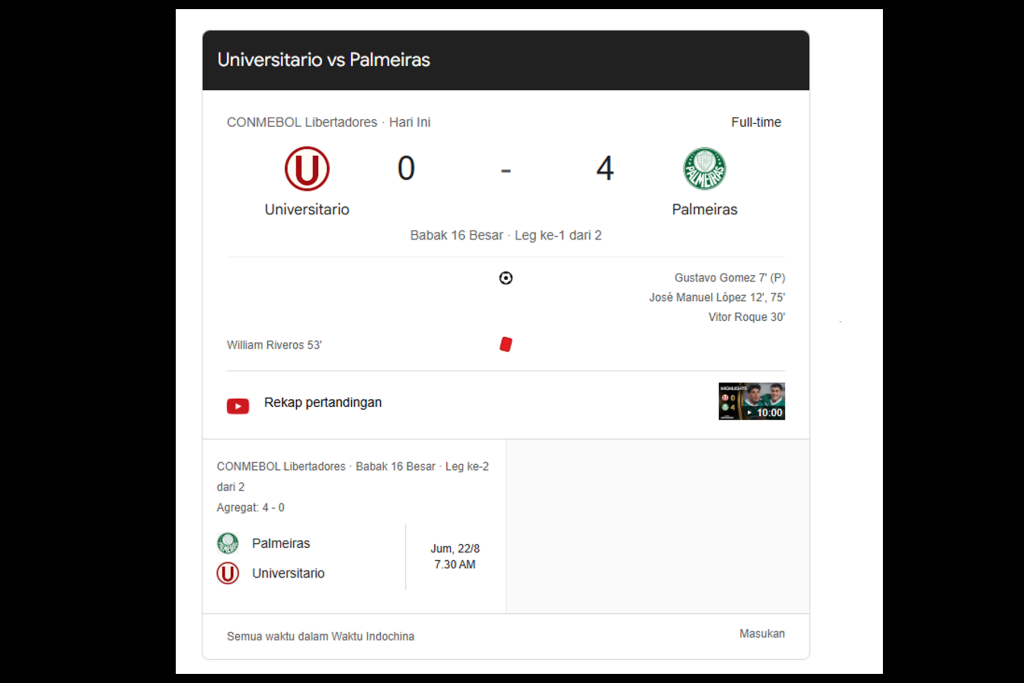 Universitario vs Palmeiras