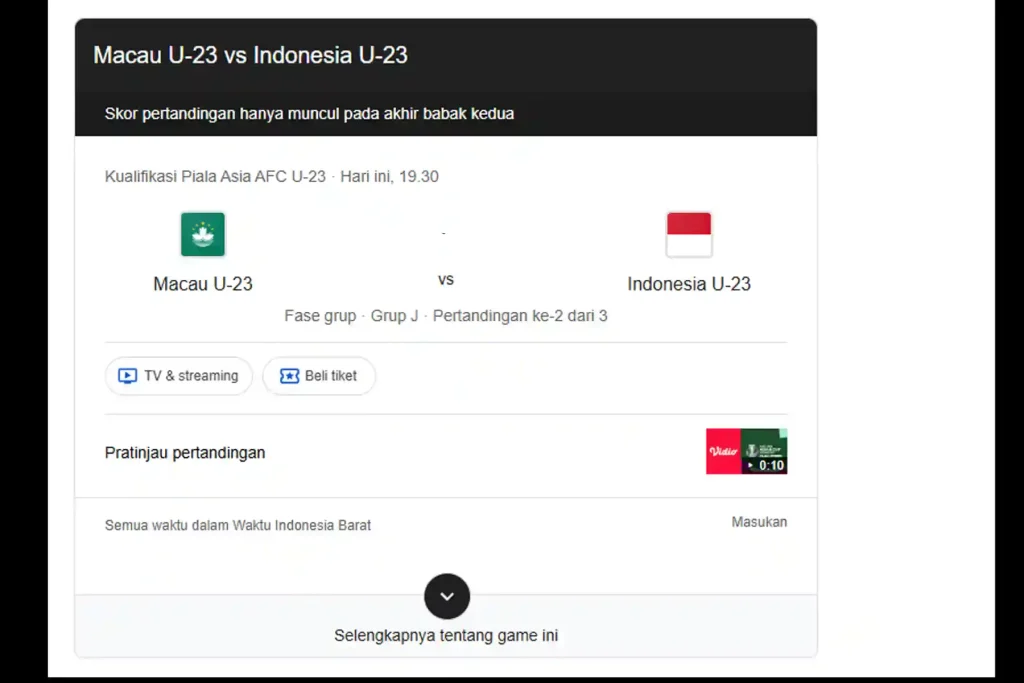 Indonesia Vs Macau