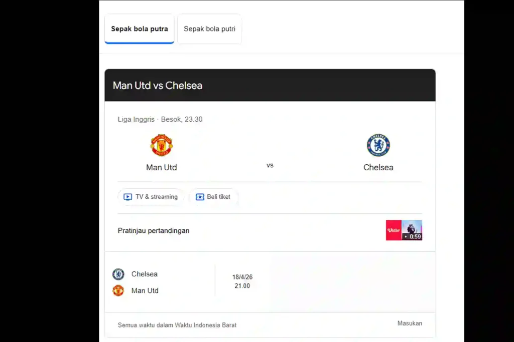 Jadwal Bola Hari Ini