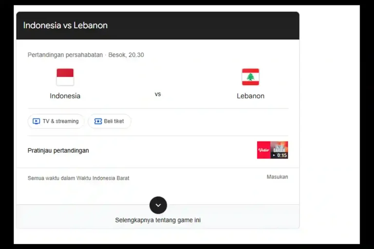 Jadwal Indonesia vs Lebanon
